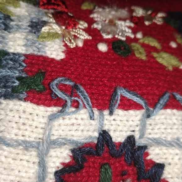 Heirloom Collectibles Knit Red Patchwork Patriotic Cardigan Cotton Blend S - Picture 6 of 8